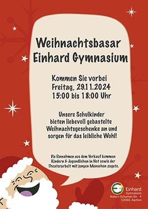 Einladung zum Weihnachtsbasar im Einhard Gymnasium am 29.11.2024