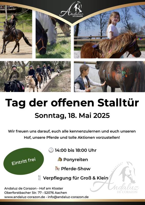 Plakat: Reitstall "Andaluz de Corazon" in Kornelimünster.