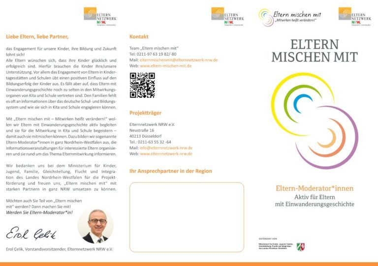 Screenshot vom Flyer "Eltern mischen mit"