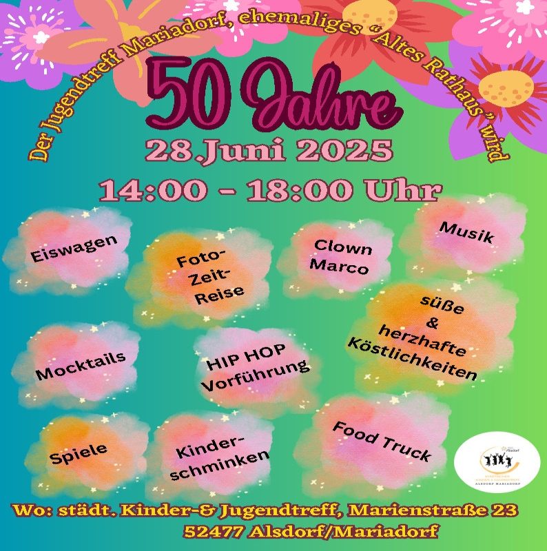 Plakat 50 Jahr Feier Jugendtreff Mariadorf