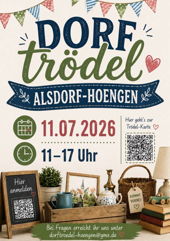Plakat Dorftrödel Alsdorf-Hoengen. Grafik: Veranstalter